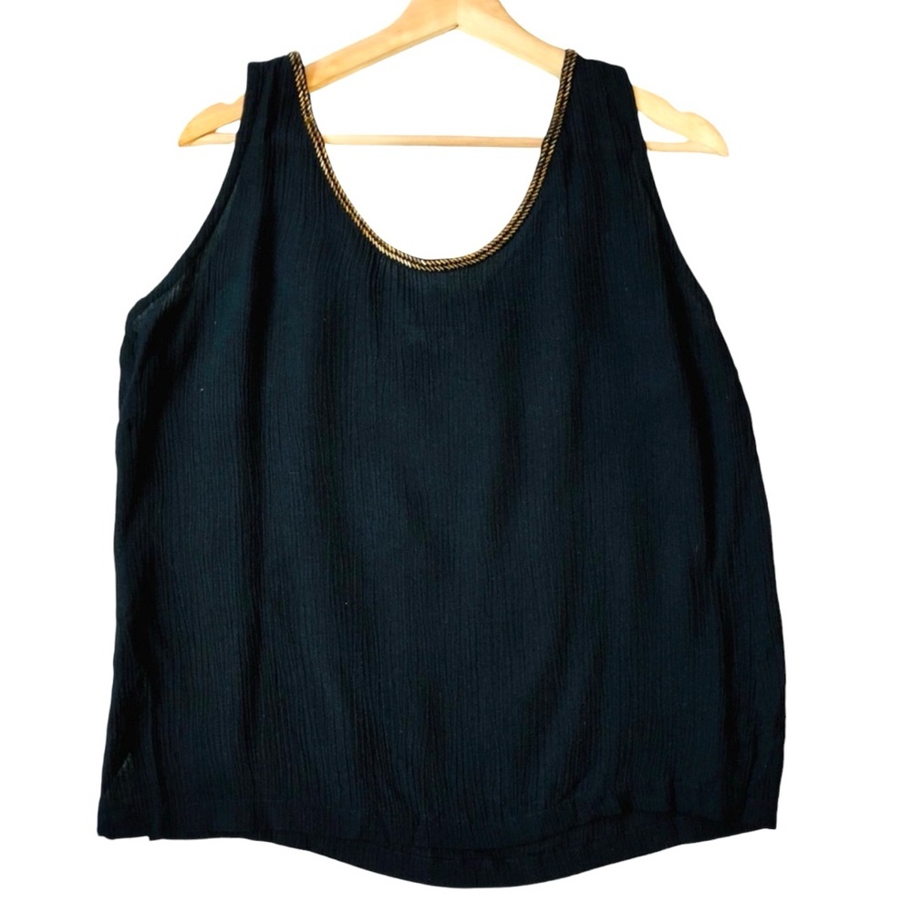 Faith Vintage 90’s Gold Beaded Black Sleeveless Tank Classic Work dressy Small